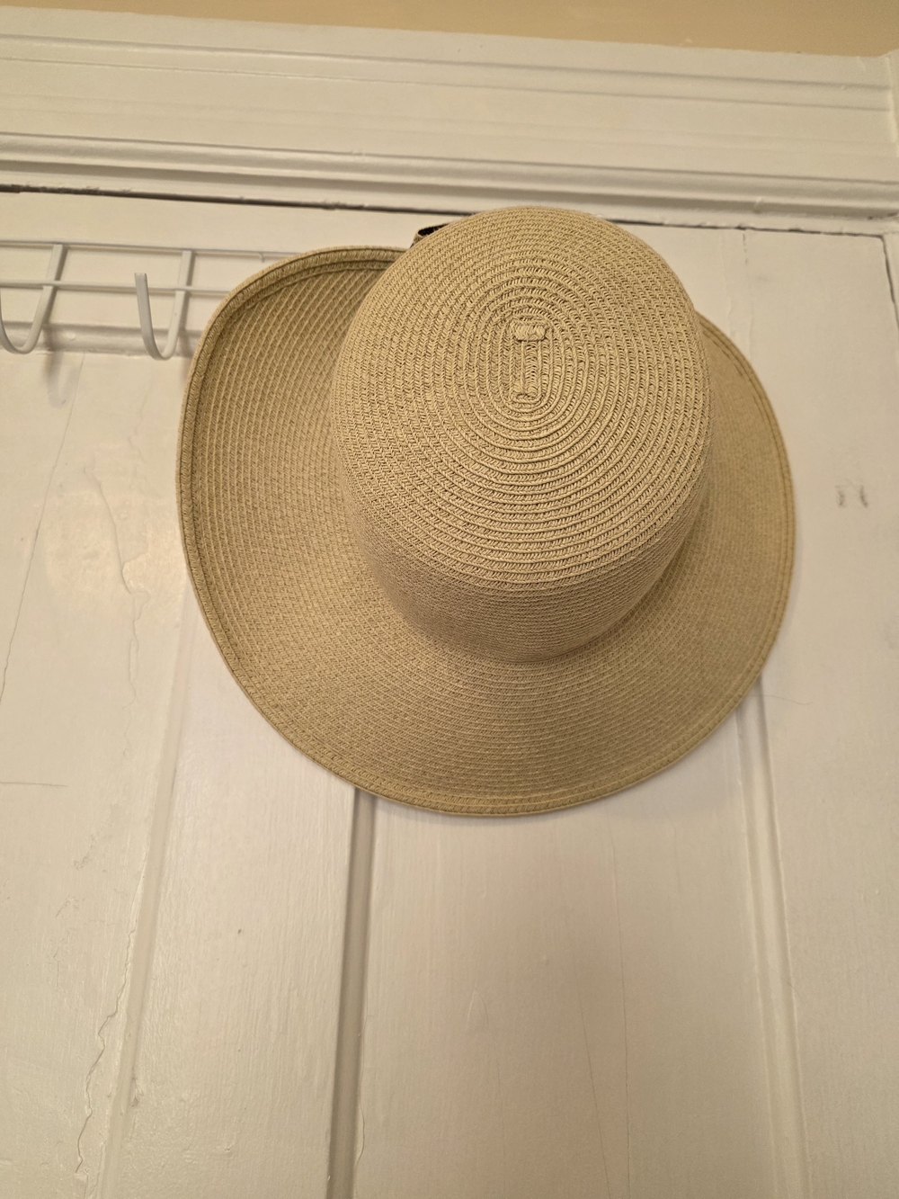 Wide Brim Straw Sun Hat With Bow - Natural Beige